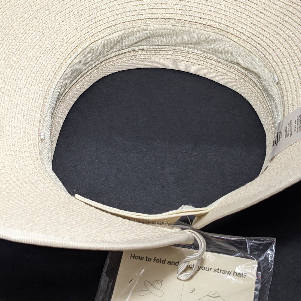 Furtalk Straw Sun Visor Hat Beige Wide Brim Roll-Up Ponytail UVA UVB Packable - Picture 8 of 8